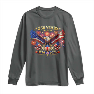 USA 250th Anniversary Eagle Long Sleeve Shirt 4th July Independence Day Patriotic USA Flag TS10 Dark Heather Print Your Wear