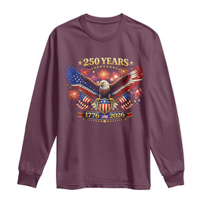 USA 250th Anniversary Eagle Long Sleeve Shirt 4th July Independence Day Patriotic USA Flag TS10 Maroon Print Your Wear