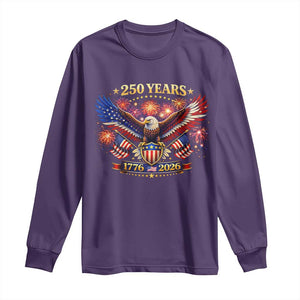 USA 250th Anniversary Eagle Long Sleeve Shirt 4th July Independence Day Patriotic USA Flag TS10 Purple Print Your Wear