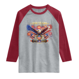 USA 250th Anniversary Eagle Raglan Shirt 4th July Independence Day Patriotic USA Flag TS10 Heather Gray Heather Red Print Your Wear