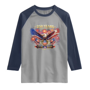 USA 250th Anniversary Eagle Raglan Shirt 4th July Independence Day Patriotic USA Flag TS10 Sport Gray Navy Print Your Wear