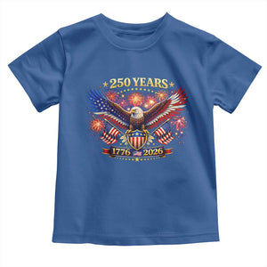 USA 250th Anniversary Eagle Toddler T Shirt 4th July Independence Day Patriotic USA Flag TS10 Royal Blue Print Your Wear