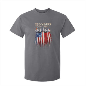 250 Years Anniversary T Shirt For Kid Usa American Flag 1776 2026 Patriotic Independence Day 4th July TS10 Charcoal Print Your Wear