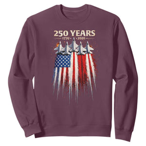 250 Years Anniversary Sweatshirt Usa American Flag 1776 2026 Patriotic Independence Day 4th July TS10 Maroon Print Your Wear