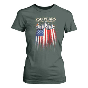 250 Years Anniversary T Shirt For Women Usa American Flag 1776 2026 Patriotic Independence Day 4th July TS10 Dark Forest Green Print Your Wear
