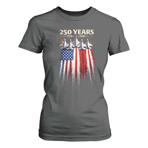 250 Years Anniversary T Shirt For Women Usa American Flag 1776 2026 Patriotic Independence Day 4th July TS10 Dark Heather Print Your Wear