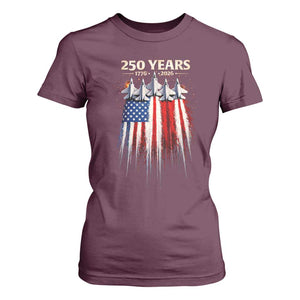 250 Years Anniversary T Shirt For Women Usa American Flag 1776 2026 Patriotic Independence Day 4th July TS10 Maroon Print Your Wear
