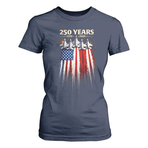 250 Years Anniversary T Shirt For Women Usa American Flag 1776 2026 Patriotic Independence Day 4th July TS10 Navy Print Your Wear