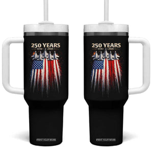 250 Years Anniversary Tumbler With Handle Usa American Flag 1776 2026 Patriotic Independence Day 4th July TS10 One Size: 40 oz Black Print Your Wear