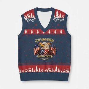 250th Anniversary V-Neck Knit Sweater Vest United States 250 Years Birthday 1776 2026 Eagle USA Flag TS10 Navy Red Print Your Wear