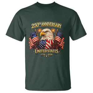 250th Anniversary T Shirt United States 250 Years Birthday 1776 2026 Eagle USA Flag TS10 Dark Forest Green Print Your Wear