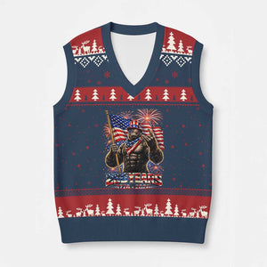 Bigfoot 250th Anniversary V-Neck Knit Sweater Vest USA Independence 250 Years Of Freedom 1776 2026 Patriotic Flag TS10 Navy Red Print Your Wear
