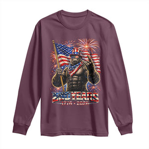 Bigfoot 250th Anniversary Long Sleeve Shirt USA Independence 250 Years Of Freedom 1776 2026 Patriotic Flag TS10 Maroon Print Your Wear
