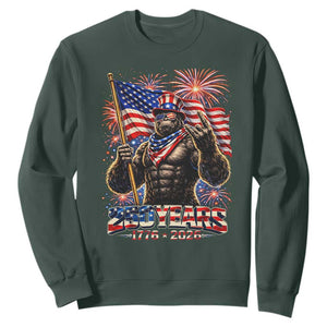 Bigfoot 250th Anniversary Sweatshirt USA Independence 250 Years Of Freedom 1776 2026 Patriotic Flag TS10 Dark Forest Green Print Your Wear