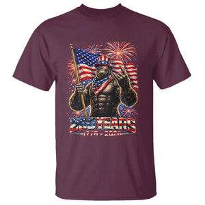 Bigfoot 250th Anniversary T Shirt USA Independence 250 Years Of Freedom 1776 2026 Patriotic Flag TS10 Maroon Print Your Wear