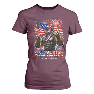 Bigfoot 250th Anniversary T Shirt For Women USA Independence 250 Years Of Freedom 1776 2026 Patriotic Flag TS10 Maroon Print Your Wear