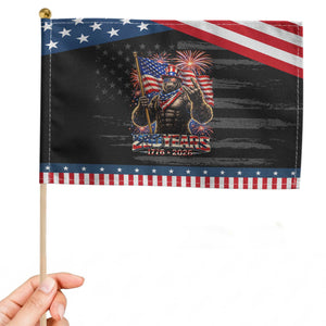 Bigfoot 250th Anniversary Patriotic Handheld Flag USA Independence 250 Years Of Freedom 1776 2026 Flag TS10 Distressed 8.2" × 5.5" Black Blue Print Your Wear