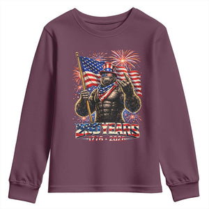 Bigfoot 250th Anniversary Youth Sweatshirt USA Independence 250 Years Of Freedom 1776 2026 Patriotic Flag TS10 Maroon Print Your Wear