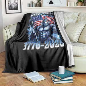 Bigfoot 250th Anniversary America Throw Blanket 250 Years Of Freedom 4th July 1776 2026 Patriotic Flag TS10 Print Your Wear