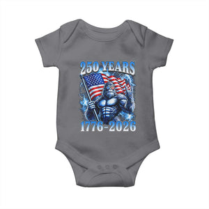Bigfoot 250th Anniversary America Baby Onesie 250 Years Of Freedom 4th July 1776 2026 Patriotic Flag TS10 Charcoal Print Your Wear