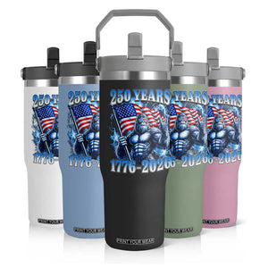 Bigfoot 250th Anniversary America Flip Straw Tumbler 250 Years Of Freedom 4th July 1776 2026 Patriotic Flag TS10 Print Your Wear