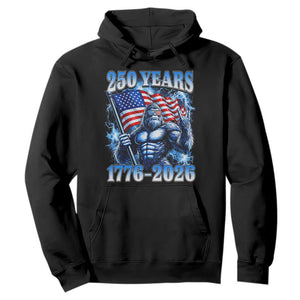 Bigfoot 250th Anniversary America Hoodie 250 Years Of Freedom 4th July 1776 2026 Patriotic Flag TS10 Black Print Your Wear