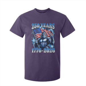 Bigfoot 250th Anniversary America T Shirt For Kid 250 Years Of Freedom 4th July 1776 2026 Patriotic Flag TS10 Purple Print Your Wear