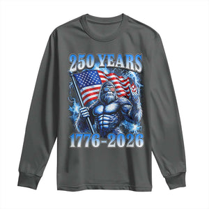 Bigfoot 250th Anniversary America Long Sleeve Shirt 250 Years Of Freedom 4th July 1776 2026 Patriotic Flag TS10 Dark Heather Print Your Wear