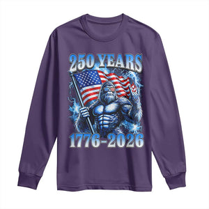 Bigfoot 250th Anniversary America Long Sleeve Shirt 250 Years Of Freedom 4th July 1776 2026 Patriotic Flag TS10 Purple Print Your Wear