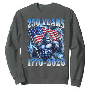 Bigfoot 250th Anniversary America Sweatshirt 250 Years Of Freedom 4th July 1776 2026 Patriotic Flag TS10 Dark Heather Print Your Wear