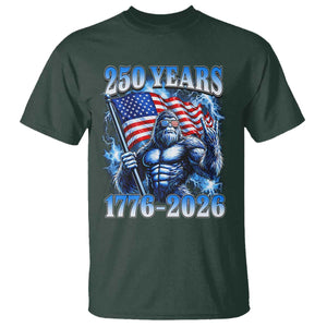 Bigfoot 250th Anniversary America T Shirt 250 Years Of Freedom 4th July 1776 2026 Patriotic Flag TS10 Dark Forest Green Print Your Wear