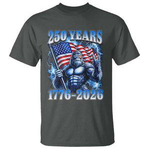 Bigfoot 250th Anniversary America T Shirt 250 Years Of Freedom 4th July 1776 2026 Patriotic Flag TS10 Dark Heather Print Your Wear