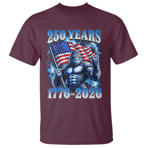 Bigfoot 250th Anniversary America T Shirt 250 Years Of Freedom 4th July 1776 2026 Patriotic Flag TS10 Maroon Print Your Wear