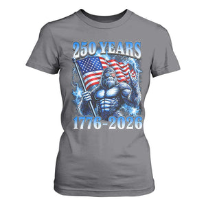 Bigfoot 250th Anniversary America T Shirt For Women 250 Years Of Freedom 4th July 1776 2026 Patriotic Flag TS10 Charcoal Print Your Wear
