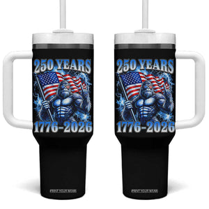 Bigfoot 250th Anniversary America Tumbler With Handle 250 Years Of Freedom 4th July 1776 2026 Patriotic Flag TS10 One Size: 40 oz Black Print Your Wear