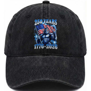 Bigfoot 250th Anniversary America Washed Cotton Baseball Cap 250 Years Of Freedom 4th July 1776 2026 Patriotic Flag TS10 Print Your Wear