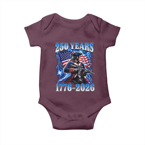 250th Anniversary Yankee Spirit Baby Onesie 1776 2026 Patriotic Tactical Minuteman US Flag TS10 Maroon Print Your Wear