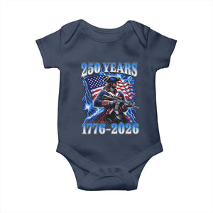 250th Anniversary Yankee Spirit Baby Onesie 1776 2026 Patriotic Tactical Minuteman US Flag TS10 Navy Print Your Wear