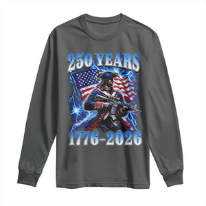 250th Anniversary Yankee Spirit Long Sleeve Shirt 1776 2026 Patriotic Tactical Minuteman US Flag TS10 Dark Heather Print Your Wear