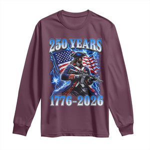 250th Anniversary Yankee Spirit Long Sleeve Shirt 1776 2026 Patriotic Tactical Minuteman US Flag TS10 Maroon Print Your Wear