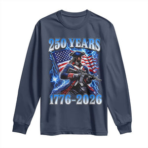 250th Anniversary Yankee Spirit Long Sleeve Shirt 1776 2026 Patriotic Tactical Minuteman US Flag TS10 Navy Print Your Wear