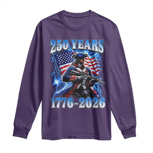 250th Anniversary Yankee Spirit Long Sleeve Shirt 1776 2026 Patriotic Tactical Minuteman US Flag TS10 Purple Print Your Wear
