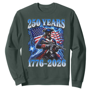 250th Anniversary Yankee Spirit Sweatshirt 1776 2026 Patriotic Tactical Minuteman US Flag TS10 Dark Forest Green Print Your Wear
