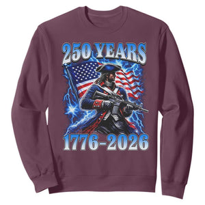 250th Anniversary Yankee Spirit Sweatshirt 1776 2026 Patriotic Tactical Minuteman US Flag TS10 Maroon Print Your Wear
