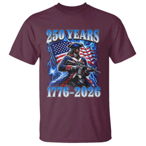 250th Anniversary Yankee Spirit T Shirt 1776 2026 Patriotic Tactical Minuteman US Flag TS10 Maroon Print Your Wear