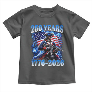 250th Anniversary Yankee Spirit Toddler T Shirt 1776 2026 Patriotic Tactical Minuteman US Flag TS10 Dark Heather Print Your Wear