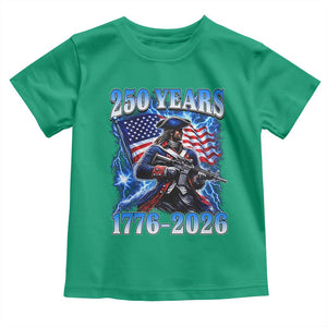 250th Anniversary Yankee Spirit Toddler T Shirt 1776 2026 Patriotic Tactical Minuteman US Flag TS10 Irish Green Print Your Wear