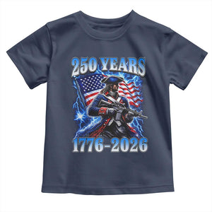 250th Anniversary Yankee Spirit Toddler T Shirt 1776 2026 Patriotic Tactical Minuteman US Flag TS10 Navy Print Your Wear