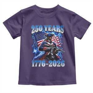 250th Anniversary Yankee Spirit Toddler T Shirt 1776 2026 Patriotic Tactical Minuteman US Flag TS10 Purple Print Your Wear