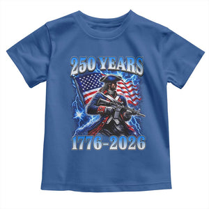 250th Anniversary Yankee Spirit Toddler T Shirt 1776 2026 Patriotic Tactical Minuteman US Flag TS10 Royal Blue Print Your Wear